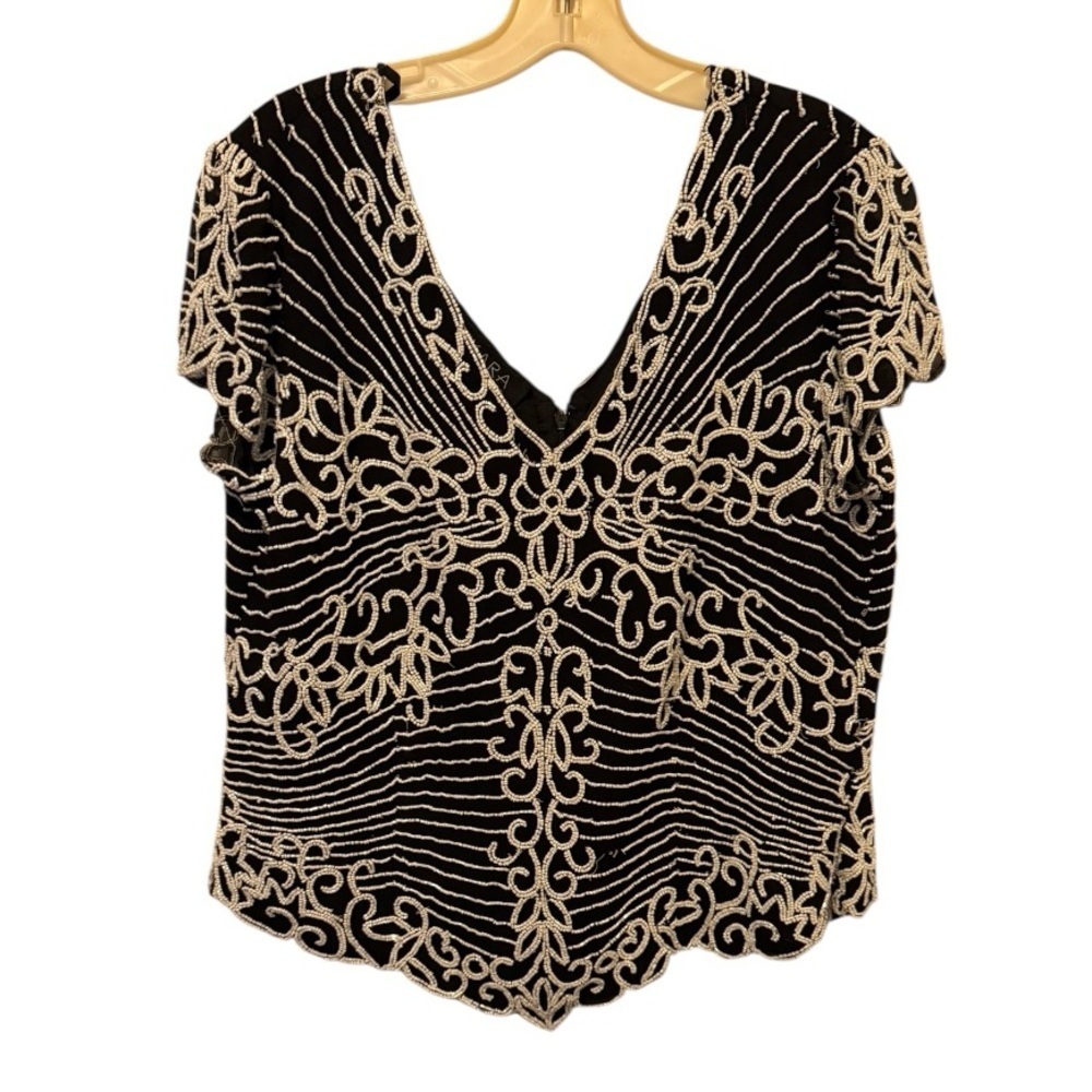 Vintage Jkara New York Black Beaded Top